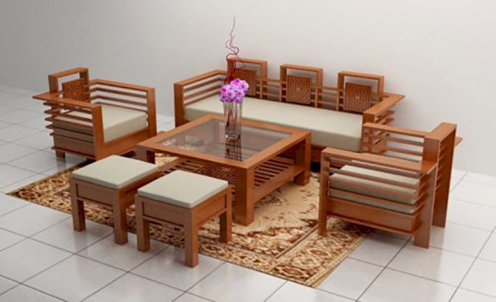 Mẫu sofa phong cách truyền thống làm từ gỗ tần bì