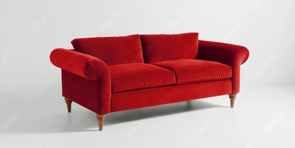 Sofa văng nỉ màu đỏ mang trong mình sức hút của sự quý phái